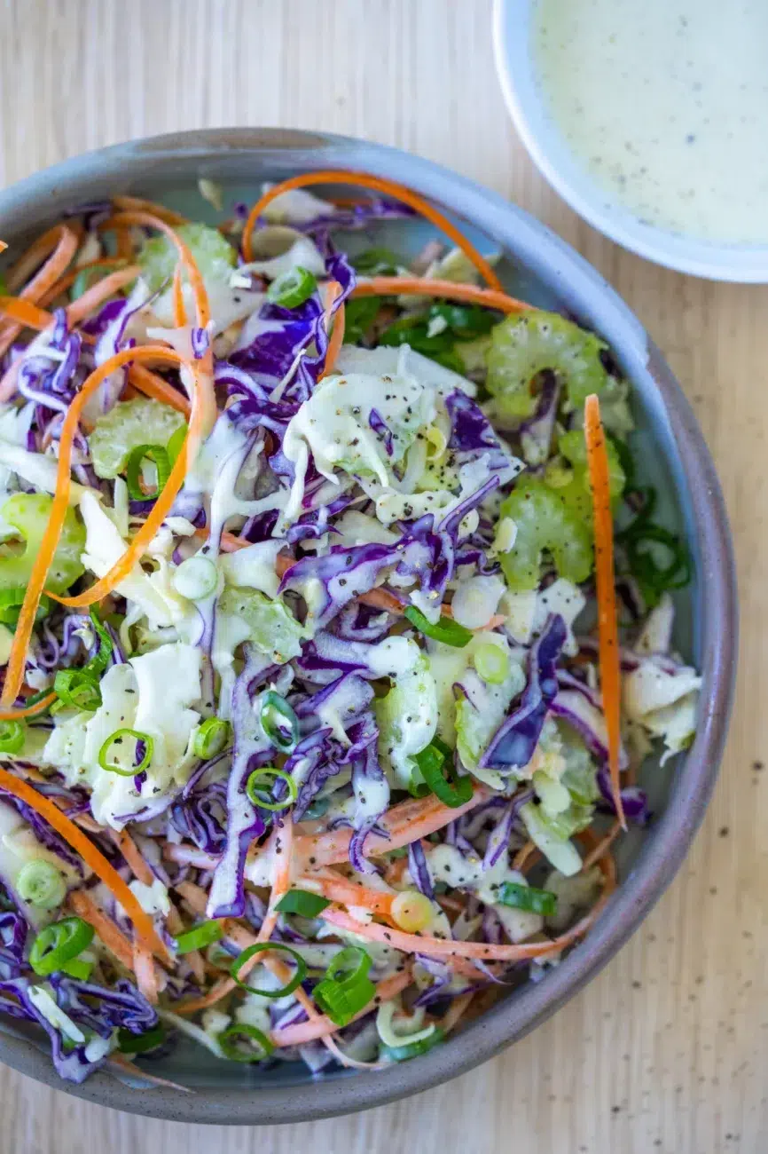 coleslaw salad ready to eat in bowl