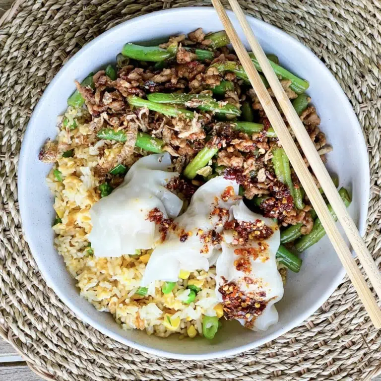 Beans with Fried Rice and Dumplings Recipe