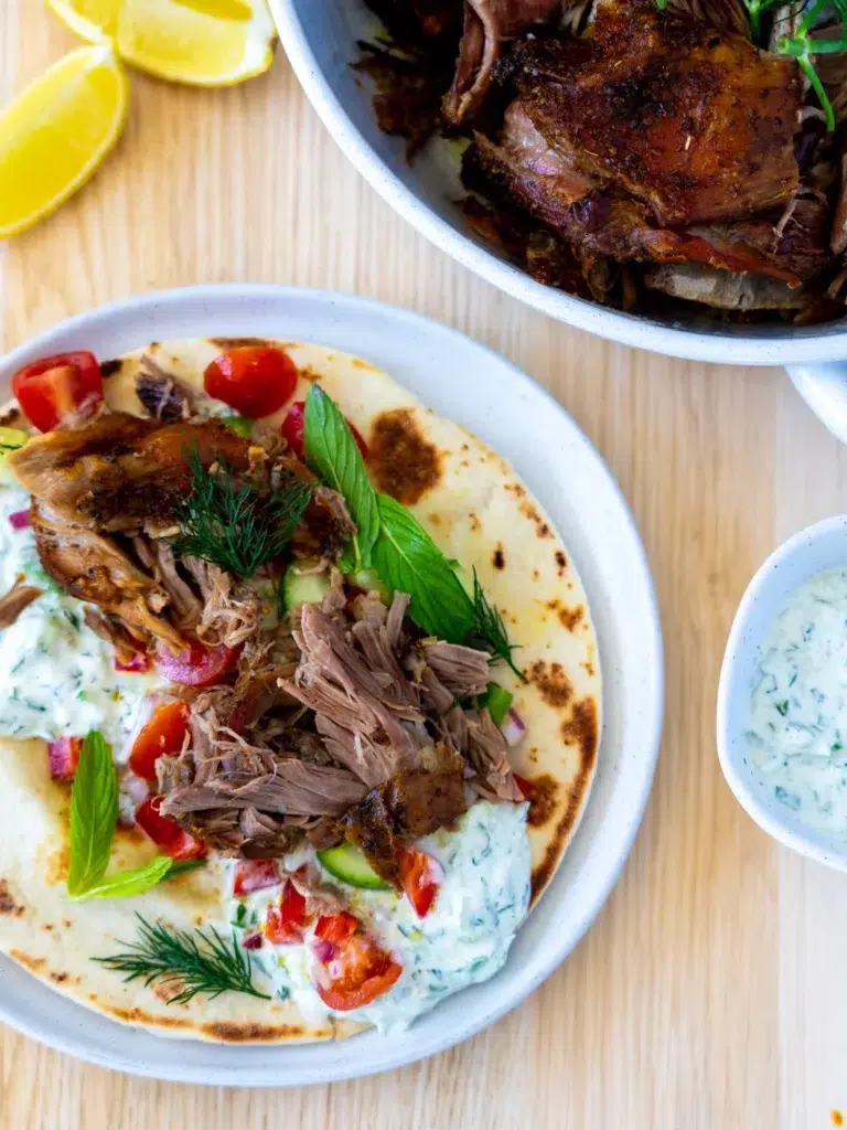 Greek Slow Roasted Lamb Shoulder Tacos