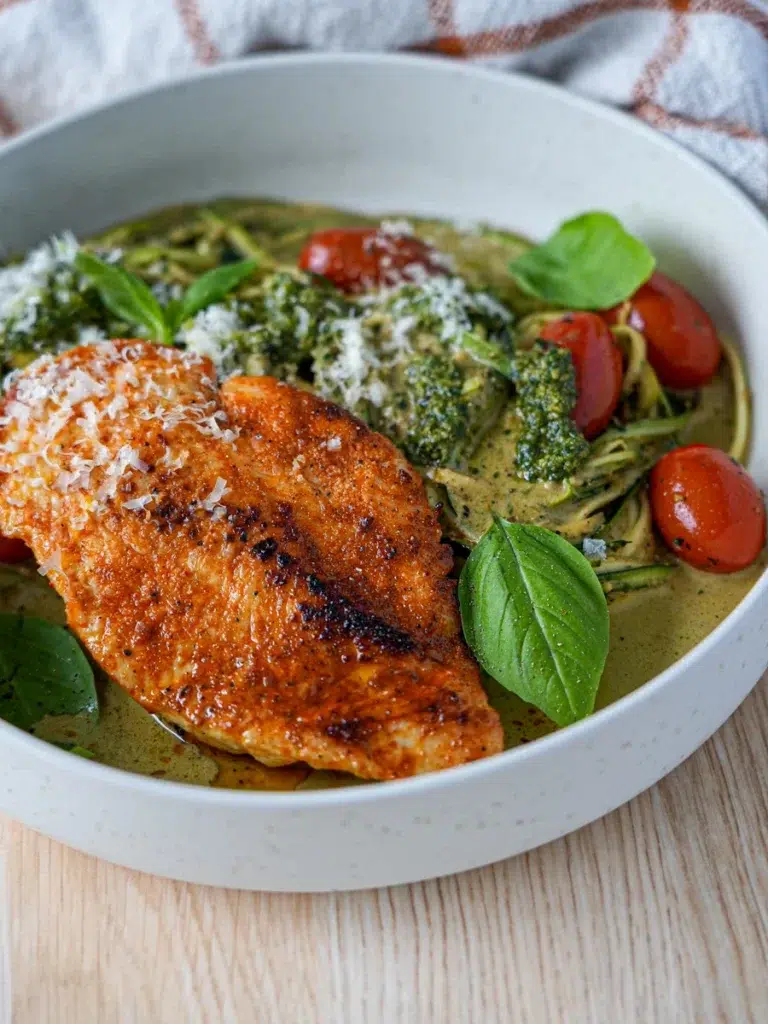 Creamy Pesto Chicken with Zoodles