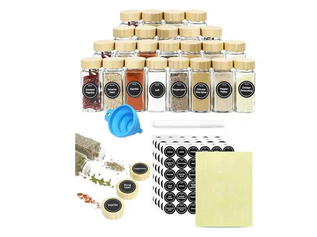 120 ml (4 oz) Clear Glass Spice Jars with Bamboo Lids