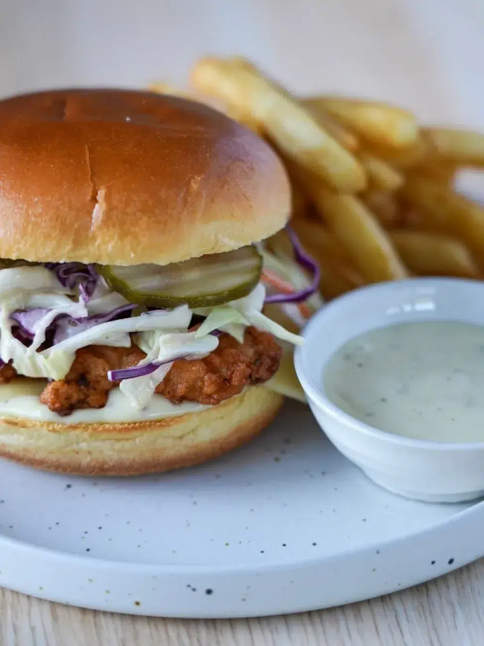 Crispy Chicken Burgers with Honey Mustard Coleslaw