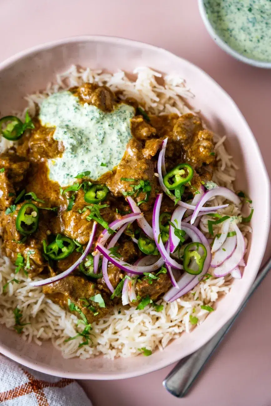 Indian Green Chutney served with Lamb Korma