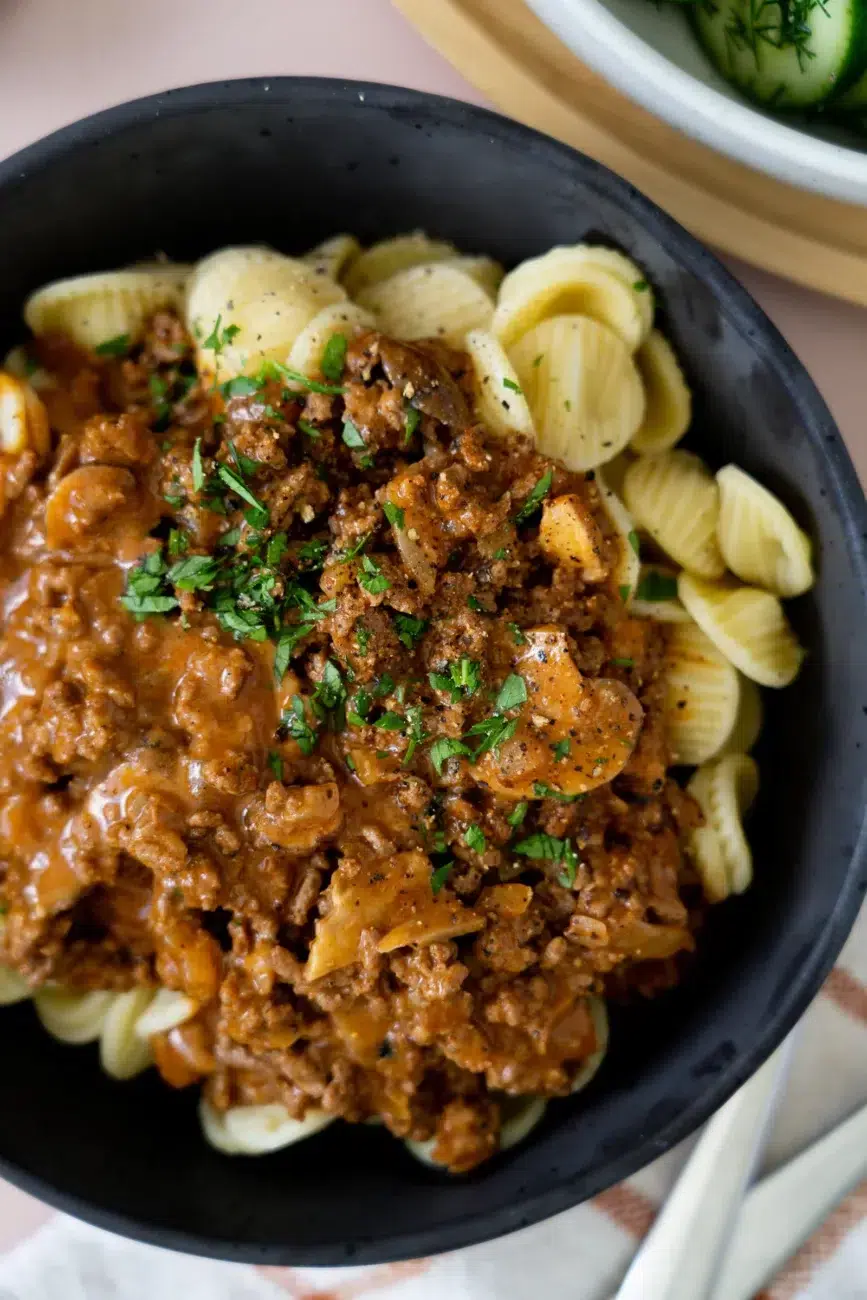 beef mince stroganoff recipe with creamy sauce